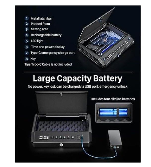 Biometric Gun Lock Box New
