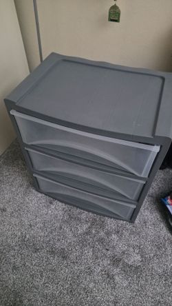 Grey 3 Drawer Storage Container w/ Wheels