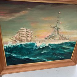 Large Nautical Navy Painting 