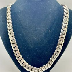 15mm Cuban Chain Necklace In Solid Sterling Silver 23in 