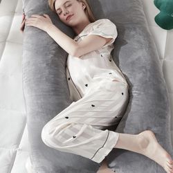 New In Box Pregnancy U Shaped Body Pillow,Memory Foam,55Inch with Removable Cover for Sleeping,Support for Back,HIPS,Legs,Belly