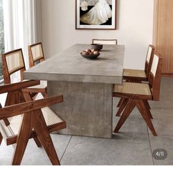 Upoak Series 70.9" Farmhouse Rectangle Wood Dining Table Gray Seats 4-6 People