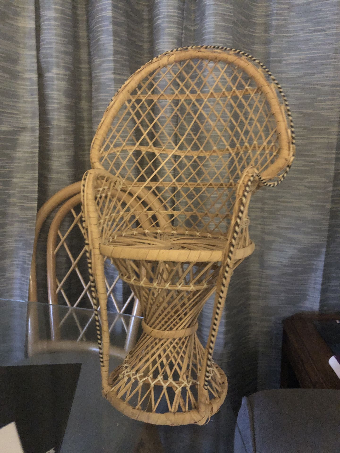 Wicker chair for doll or stuffed animal
