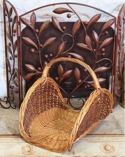 *VTG* Extra Large Handwoven Rustic Wicker Firewood/Flower Gatherng Basket