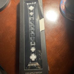 Bcbgmaxazria Silver Clover Rhinestone Apple Watch Band