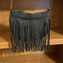 Ladies Faux Leather Crossbody Purse, with Fringe.           New Like