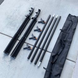 $40 (New) Heavy duty backdrop stand 8.5x10 ft adjustable photography background w/ clips and carry bag
