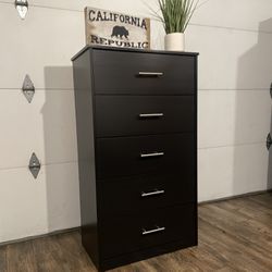 Kids 5-Drawer Black Dresser w/ Silver Knobs (Delivery Available)