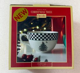 New~ Spode Christmas Tree Black & White Jumbo Cup