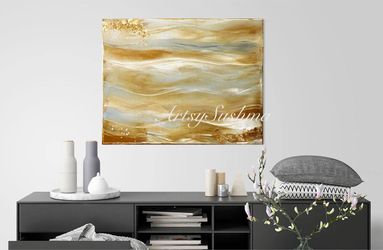 Hand painted gold leaf abstract painting