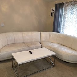 W.schillig Designer White leather Curve Couch 