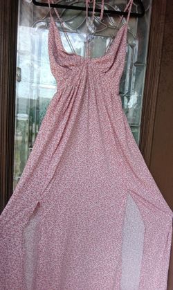Pink Floral Spaghetti Strap Maxi Dress