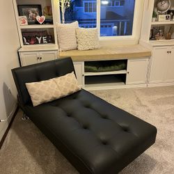 Brand New Adjustable Black Faux Leather Lounge Chair