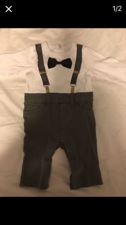 0-3 month tuxedo onesie