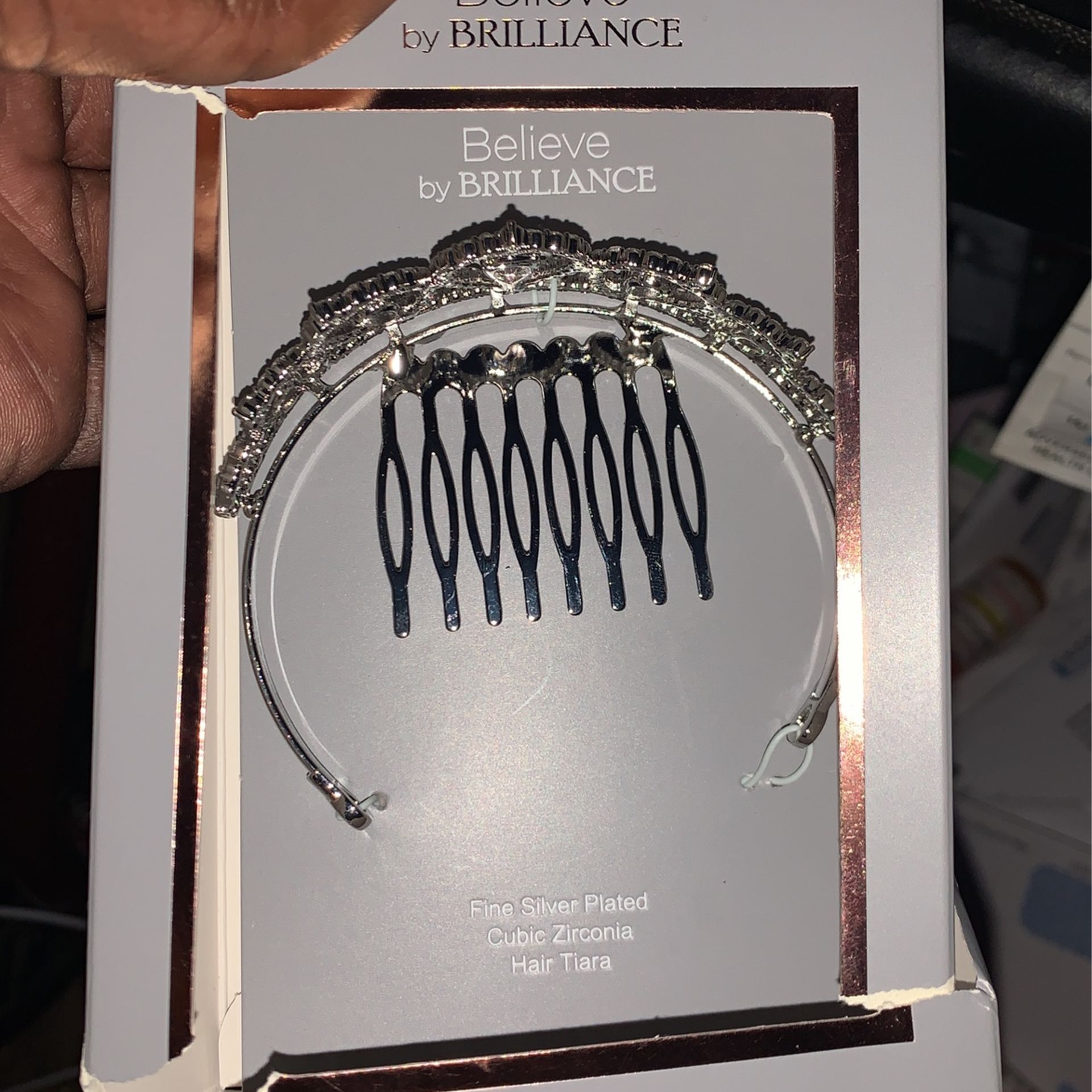Fine Silver Plated Cubic Zirconia Hair Tiara