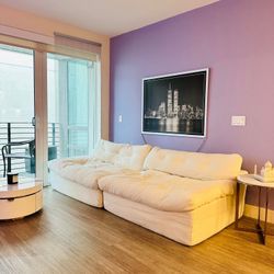 Teddy Cloud sleeper Sofa 108 Inch Deep, Comfortable and Cozy Oversized , Modular Sectional , couch , Color white