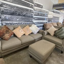 Fabric Sofas Set 3 Pieces 🪢