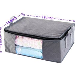 Storage Clothes Bins Closet Bags - 35L Containers Organizer Boxes Clothing Bin Organization for Organizing Blanket Pillow Sheet Sweater, Foldable Fabr