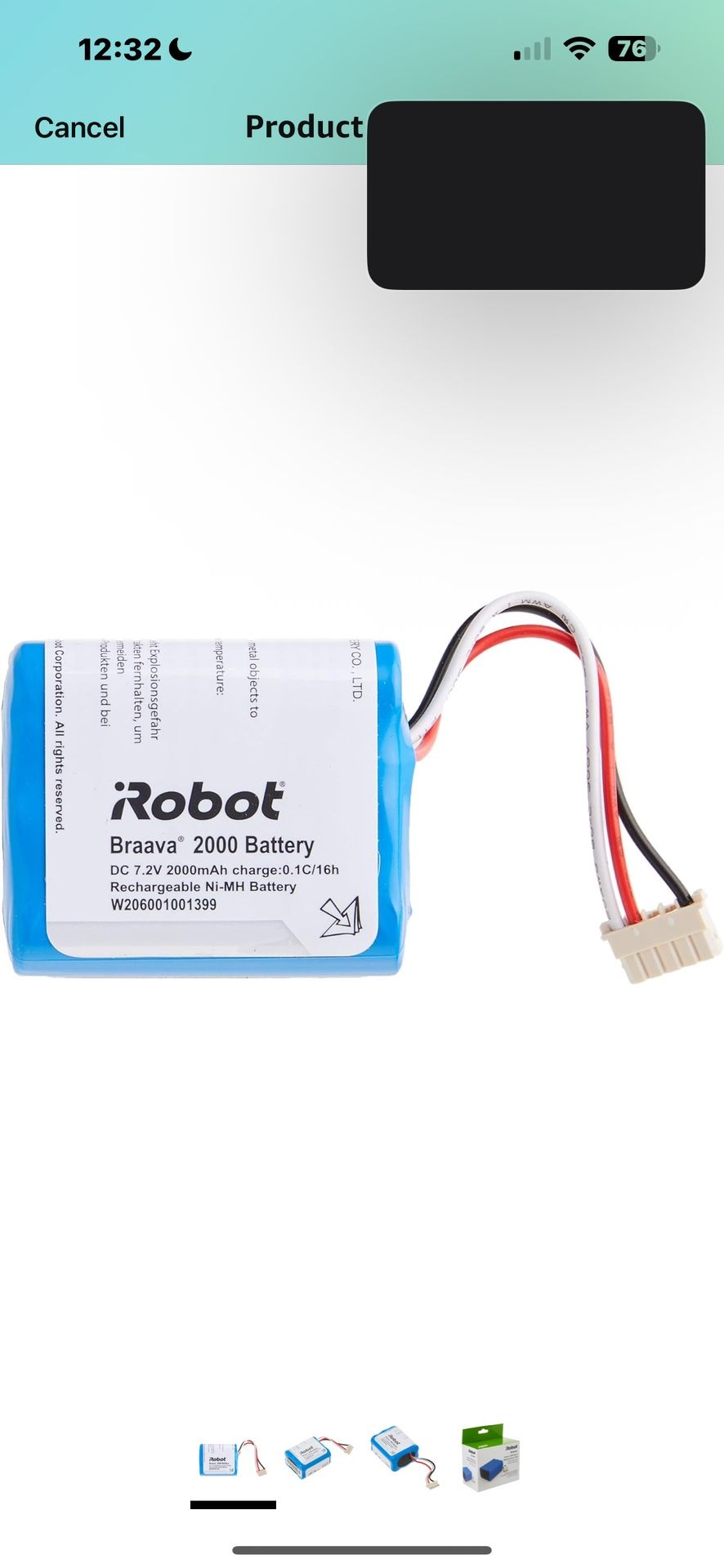 Genuine iRobot Braava 380t / Mint 5200 Robot Mop ~ 2000 mAh NiMH Battery OEM