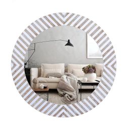 Brand New - Rustic Wooden Framed Circle Mirror – 30” x 30”