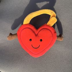 ONE Jellycat Amuseables Love Locks Heart Plush Single Red Heart with Hook & Loop