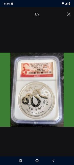 2013 MS 70 Year Of the Snake Canada 1 OZ .999 Silver $1 NGC Certified Graded 76