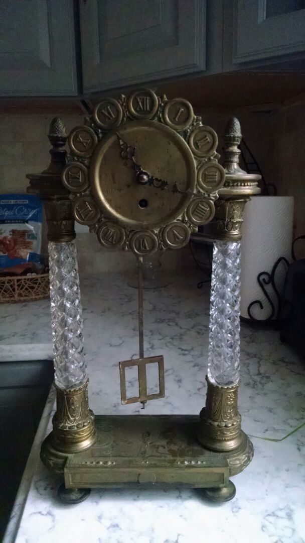 Antique Westwood Chadwick Germany Shelf Mantle Clock Crystal Brass