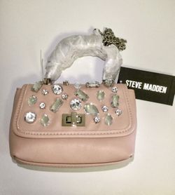 New Beautiful Steve Madden Pink Handheld And Crossbody Chain Bag