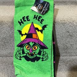 2 Pk Green Pink Black Halloween Witch Cackling Kitchen Towels Hee Hee Hyde & Eek