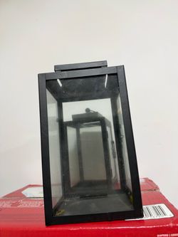 Black Metal and Glass Candle Lantern