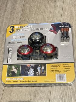 🔦 New 3pcs 10-LED Ultra Bright Headlamps – 3 Mode Switch + Batteries