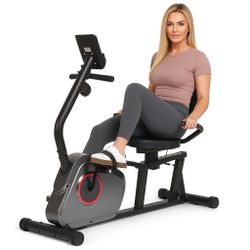 Recumbent Exercise Bike Stationary Bike 300LBS Weight Capacity Indoor Exercise Bike for Seniors with 8 Levels Magnetic Resistance with LCD Monitor Hea