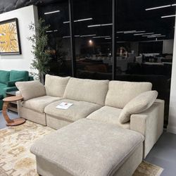 Beige Cloud Sectional Sofa – Modern Oversized Cloud Couch for Living Room