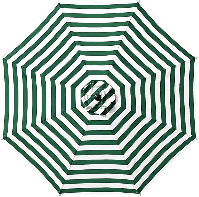 Replacement Cover for Outdoor Patio Market Umbrella Top Cover 10 Ft. 8-Rib Sun Shade Garden Green and White Stripes