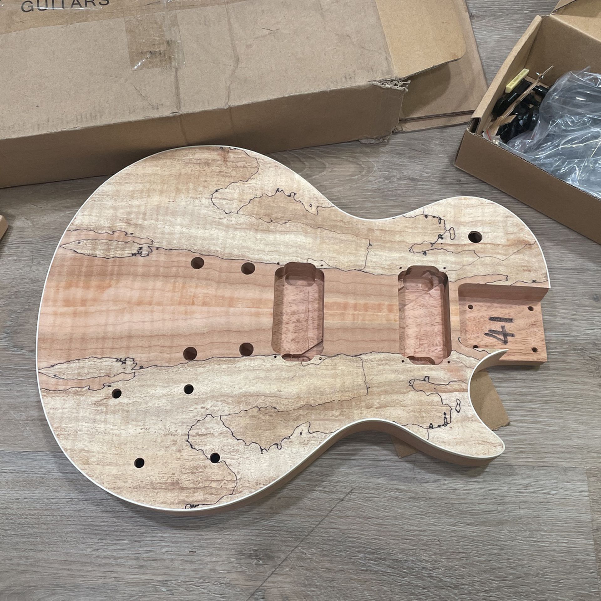 Solo LPK-75 DIY Electric Guitar Kit With Spalted Maple Top & Bolt On