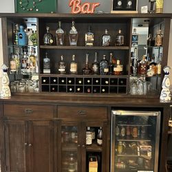 Bar Display Cabinet And Game Table, Large, Farmhouse