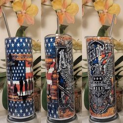 Personalized American Flag Military 2nd Ammendment Double Designs 20oz Tumbler