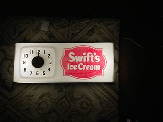 VTG 1950s Swift's Ice Cream Sign Lighted Wall Clock Advertising Co. Works