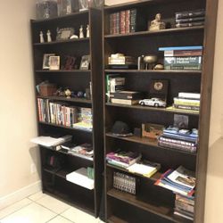 Antique Dark Wood Book Shelves Set of 2