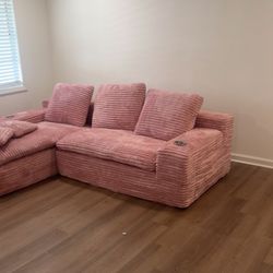Pink Corduroy Cloud Couch 