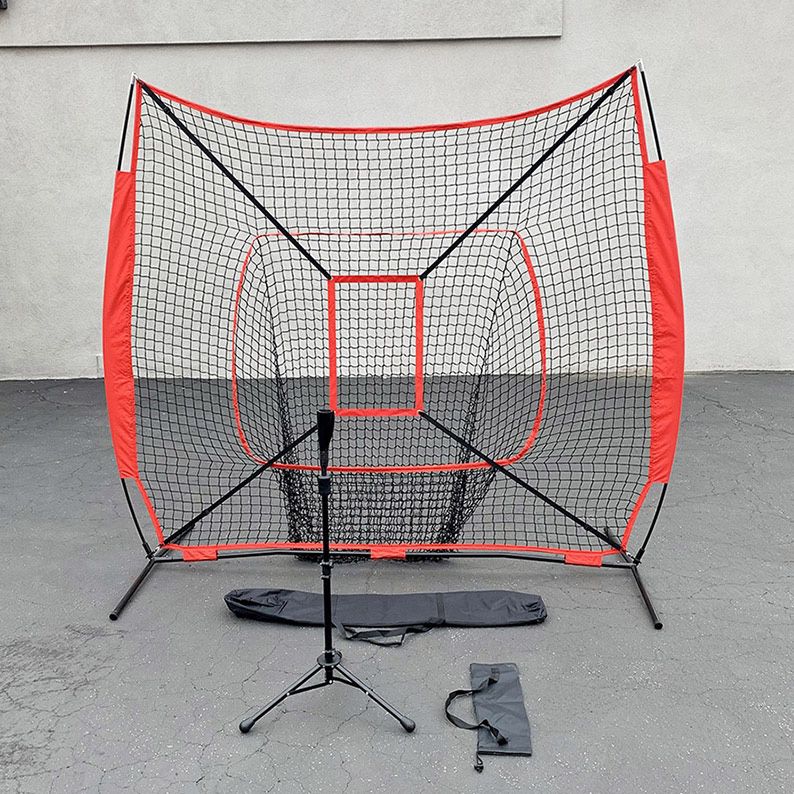 (New in Box) $65 Baseball, Softball 7x7ft Practice (Net and Ball Tee Set) for Hitting Batting Training 