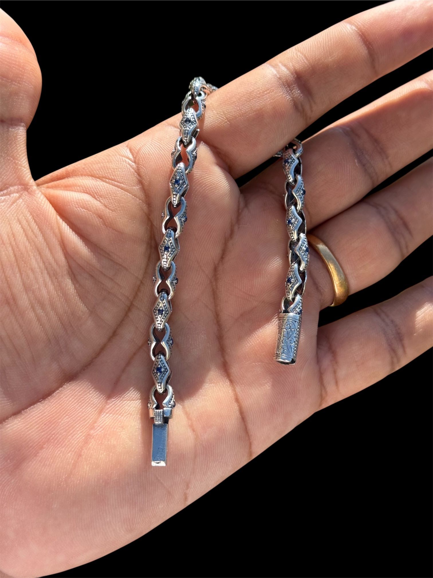 Made in Italy 925 Sterling Silver Bracelet | Blue Zirconia | 8" | 20g