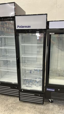 Polarman PLM-SGD21R 21 1/5" Black Refrigerated Swing Glass Door Merchandiser with LED Lighting, 7.5 cu.ft（SS-P238WA）