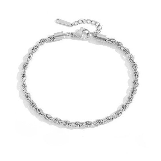 14k Gold-Plated Stainless Steel Twist Anklets In Silver And Gold