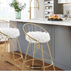4 Gold Bar Height Stools Super Comfy!