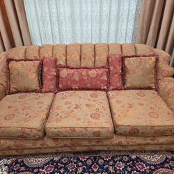 Floral 3-Seat Sofa with Decorative Pillows
