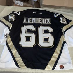 Koho Mario Lemieux Pittsburgh Penguins Jersey White Mic 90s Mens Large Black Nhl