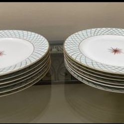 Set of Fine China. Dinner Plate Etoile Celedon by Bernardaud