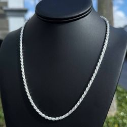 New Jewelry .925 sterling silver Rope link chain necklace 20” 3.00mm