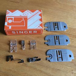 Vintage Singer Sewing Machine Box of Presser Feet & Plate Attachments